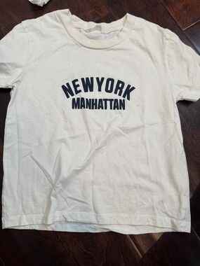 Zara White Tee with Navy 'New York Manhattan' Graphic